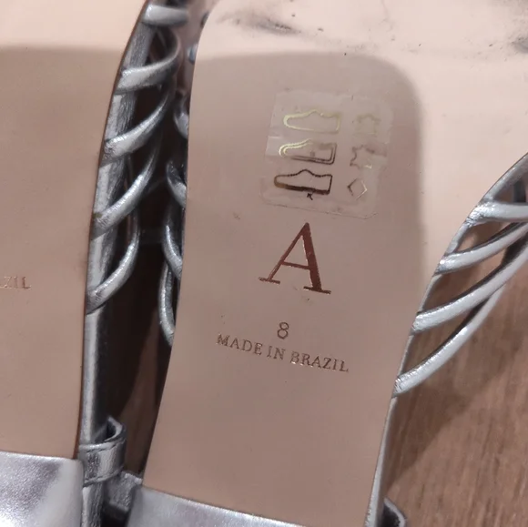 Anthropologie Silver Strappy Sandal Heels - Picture 9 of 11